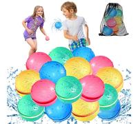 KOKODI Bombes à eau réutilisables en silicone, remplissage rapide et fermeture magnétique automatique, jouets d'eau pour enfants et adultes, jeux d'été piscine et plage (16 pièces）