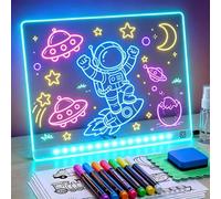 KOKODI Planche à Dessin LED Enfant Jouet, Tableau Lumineux 37x26cm avec 7 Stylos, USB-C, Jeu Créatif Éducatif, Cadeau Anniversaire Noël Garçon Fille (Blanc)