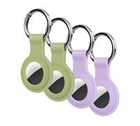 KOKOKA 4 Pièces Étui Protection Compatible avec Airtag, Airtag Housse Coque Keyring Tracker pour Votre Clé de Voiture, Votre Sac, Chien Laisse et Plus Encore, Matcha Green/Lavande