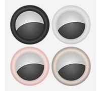 KOKOKA Airtag Adhésif Étui Protection Compatible avec Airtag, Airtag Housse Coque Keyring pour Télécommandes, Appareils Électroniques, Outils, Votre Sac, Noir/Blanc/Rose/Gris, 4 Pièces