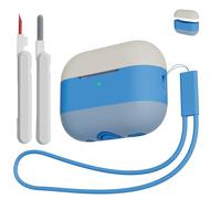 KOKOKA Compatible avec Airpods Pro 2ᵉ et 1ᵉ Génération Coque Étui, avec Kit de Nettoyage et Lanière, Housse en Silicone de Protection pour AirPods Pro 2 et 1 2023/2022/2019, Grey Azure Denim Blue Mix