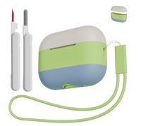 KOKOKA Compatible avec Airpods Pro 2ᵉ et 1ᵉ Génération Coque Étui, avec Kit de Nettoyage et Lanière, Housse en Silicone de Protection pour AirPods Pro 2 et 1 2023/2022/2019, Grey Matcha Denim Blue Mix