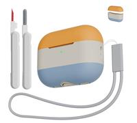 KOKOKA Compatible avec Airpods Pro 2ᵉ et 1ᵉ Génération Coque Étui, avec Kit de Nettoyage et Lanière, Housse en Silicone de Protection pour AirPods Pro 2 et 1 2023/2022/2019,Apricot Grey Denim Blue Mix