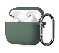 KOKOKA Coque de protection en silicone compatible avec AirPods Pro 3 2025, LED avant visible, anti-chocs, en silicone souple, avec mousqueton, vert profond