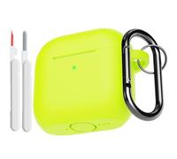 KOKOKA Coque Étui Compatible avec AirPods 4ᵉ Génération avec Kit de Nettoyage, Housse en Silicone Etui de Protection pour AirPods 4 2024 avec Mousqueton, Témoin LED Visible, Brilliant Yellow