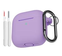 KOKOKA Coque Étui Compatible avec AirPods 4ᵉ Génération avec Kit de Nettoyage, Housse en Silicone Etui de Protection pour AirPods 4 2024 avec Mousqueton, Témoin LED Visible, Light Purple