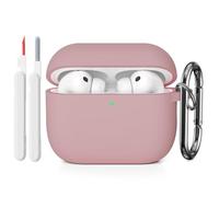 KOKOKA Coque Étui Compatible avec AirPods Pro 3ᵉ Génération avec Kit de Nettoyage, Housse en Silicone Etui de Protection pour AirPods Pro 3 2025 avec Mousqueton, Témoin LED Visible, Rose