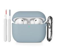 KOKOKA Coque Étui Compatible avec AirPods Pro 3ᵉ Génération avec Kit de Nettoyage, Housse en Silicone Etui de Protection pour AirPods Pro 3 2025 avec Mousqueton, Témoin LED Visible, Denim Blue