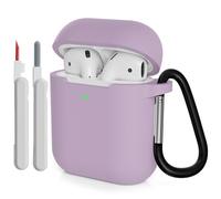 KOKOKA Coque Étui Protecteur Compatible avec AirPods 2 2019 avec Kit de Nettoyage, Housse en Silicone Anti-Choc Etui de Protection pour Airpods 2ᵉ Génération avec Mousqueton, Lavande
