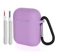 KOKOKA Coque Étui Protecteur Compatible avec AirPods 2 2019 avec Kit de Nettoyage, Housse en Silicone Anti-Choc Etui de Protection pour Airpods 2ᵉ Génération avec Mousqueton, Light Purple