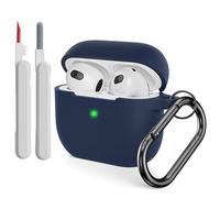 KOKOKA Coque Étui Protecteur Compatible avec AirPods 3 2021 avec Kit de Nettoyage, Housse en Silicone Anti-Choc Etui de Protection pour Airpods 3ᵉ Génération avec Mousqueton, Midnight Blue