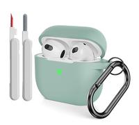 KOKOKA Coque Étui Protecteur Compatible avec AirPods 3 2021 avec Kit de Nettoyage, Housse en Silicone Anti-Choc Etui de Protection pour Airpods 3ᵉ Génération avec Mousqueton, Cloud Grey