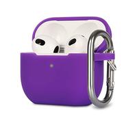 KOKOKA Coque Étui Protecteur Compatible avec AirPods 3, Housse de Protection en Silicone Anti-Choc, Souple, Antidérapant Etui de Protection pour Airpods 3ᵉ Génération 2021 avec Mousqueton, Purple