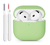 KOKOKA Coque Étui Protecteur Compatible avec AirPods 4 2024, LED avant peut être visible, Housse en Silicone Anti-Choc Etui de Protection pour Airpods 4ᵉ Génération avec Kit de Nettoyage, Matcha Green