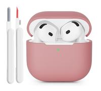 KOKOKA Coque Étui Protecteur Compatible avec AirPods 4 2024, LED Avant Peut être Visible, Housse en Silicone Anti-Choc Etui de Protection pour Airpods 4ᵉ Génération avec Kit de Nettoyage, Bean Pink