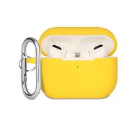 KOKOKA Coque Étui Protecteur Compatible avec AirPods Pro Case, Housse de Protection en Silicone Anti-Choc, Souple, Antidérapant Etui de Protection pour Airpods Pro 2019 avec Mousqueton, Jaune