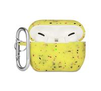 KOKOKA Coque Étui Protecteur Compatible avec AirPods Pro Case, Housse de Protection en Silicone Anti-Choc, Souple, Antidérapant Etui de Protection pour Airpods Pro 2019 avec Mousqueton, Floral Yellow