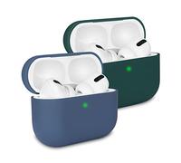 KOKOKA Coque Étui Protecteur Compatible avec AirPods Pro, Housse de Protection en Silicone Anti-Choc, Ultra-Mince, Antidérapant Etui de Protection pour Airpods Pro, Lot de 2, Dark Blue/Deep Green