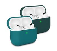 KOKOKA Coque Étui Protecteur Compatible avec AirPods Pro, Housse de Protection en Silicone Anti-Choc, Ultra-Mince, Antidérapant Etui de Protection pour Airpods Pro, Lot de 2, Dark Green/Deep Green