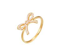 Kokoma Bague ouverte avec nœud pour femme avec perles et oxyde de zirconium - Nœud en ruban réglable - Bague de promesse tendance
