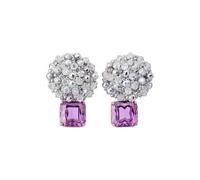Kokoma Boucles d'oreilles à tige carrées géométriques en oxyde de zirconium | Boucles d'oreilles en grappe de fleurs, clous floraux élégants, bijoux tendance, pour femme