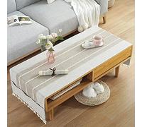 Kokomimi Nappe Coton et Lin avec Poche Latérale de Rangement Nappe Rectangulaire Anti Tache Nappe Table Basse Nappe de Table pour Salon, Balcon, Jardin, 70x180cm