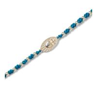 Kokomorocco - Bracelet médaille détenteur - Médaille sacrée cœur de Jésus - Couleur bleue - Macrame - Argent sterling, taille unique, Argent sterling