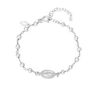 Kokomorocco - Chapelet religieux pour femme - Médaille et croix de la Vierge Marie Miraculeuse en argent 925 - Chapelet réglable - Perles - Argent massif