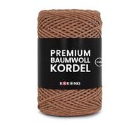KOKONKI - Ficelle en coton macramé - 2 mm - 200 m - Marron chaud