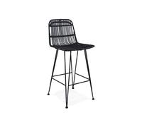 Kokoon Design Tabouret de bar mi-hauteur en métal et rotin Liano Mini - BS02960BLBL