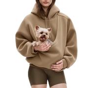 Kokopaws Pet Sling Hoodie, Koko Paws Pet Hoodie Carrier, Ultra-Soft Warm, Unisex Kangaroo Pocket for Autumn & Winter (Khaki,Large)