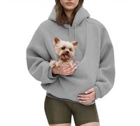 Kokopaws Pet Sling Hoodie Teddy Fleece, Ultra-Soft Warm，Removable，Ergonomic Pocket Design, Easy to Clean Material (Light Gray,Medium)