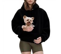 Kokopaws Pet Sling Hoodie Teddy Fleece, Ultra-Soft Warm，Removable，Ergonomic Pocket Design, Easy to Clean Material (Black,Medium)