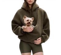 Kokopaws Pet Sling Hoodie Teddy Fleece, Ultra-Soft Warm，Removable，Ergonomic Pocket Design, Easy to Clean Material (Brown,Medium)