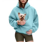Kokopaws Pet Sling Hoodie Teddy Fleece, Ultra-Soft Warm，Removable，Ergonomic Pocket Design, Easy to Clean Material (Sky Blue,Medium)