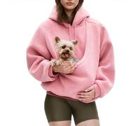 Kokopaws Pet Sling Hoodie Teddy Fleece, Ultra-Soft Warm，Removable，Ergonomic Pocket Design, Easy to Clean Material (Pink,Medium)