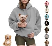 Kokopaws Pet Sling Hoodie, Unisex Kangaroo Pocket, Removable, Fleece Pocket Sweatshirt for Dog & Cat,Teddy Fleece (Gray,TTG)