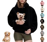 Kokopaws Pet Sling Hoodie, Unisex Kangaroo Pocket, Removable, Fleece Pocket Sweatshirt for Dog & Cat,Teddy Fleece (Black,S)
