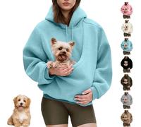 Kokopaws Pet Sling Hoodie, Unisex Kangaroo Pocket, Removable, Fleece Pocket Sweatshirt for Dog & Cat,Teddy Fleece (Blue,TG)