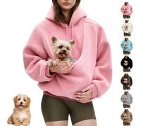 Kokopaws Pet Sling Hoodie, Unisex Kangaroo Pocket, Removable, Fleece Pocket Sweatshirt for Dog & Cat,Teddy Fleece (Pink,Grand)