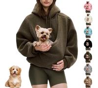 Kokopaws Pet Sling Hoodie, Unisex Kangaroo Pocket, Removable, Fleece Pocket Sweatshirt for Dog & Cat,Teddy Fleece (Brown,Grand)