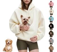 Kokopaws Pet Sling Hoodie, Unisex Kangaroo Pocket, Removable, Fleece Pocket Sweatshirt for Dog & Cat,Teddy Fleece (White,TTG)