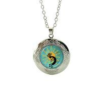 Kokopelli Pendentif en résine Sun Dance, bijou du sud-ouest américain, collier court pour femme, pendentif médaillon pour femme, 25 (10), verre, péridot créé