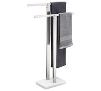 KOKOSIRI Porte-Serviettes de Salle de Bain à 2 Niveaux avec Base en marbre, Barres Porte-Serviettes autoportantes en Acier Inoxydable, Design épais et Stable, Nickel brossé THS0001-BR