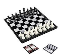 KOKOSUN Jeu d'échecs de voyage 3 en 1, jeu d'échecs, backgammon, jeux de société pliables magnétiques, jouets éducatifs/cadeau pour enfants et adultes (M - 32 x 32 cm)