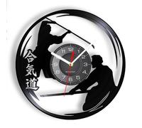KoKoty 30CM Horloge Murale Aikido Fighting Sport Vinyl Wall Clock Japanese Culture Laser Montpiece Aikido Fighter Gift Lving Room Decor Retro Artwork