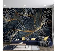 KoKoty Papier Peint Soie Panoramique résumé de lignes dorées-300 x 250 cm-Personnalisé 3D Poster Geant Mural fond décoration murale papier peint