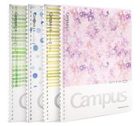 Kokuyo Campus B5 Lot de 4 carnets à spirales souples avec règle de 7 mm, 40 feuilles, esthétique, 1 carnet de notes en bleu, rose, jaune, vert, prise de notes, importation du Japon