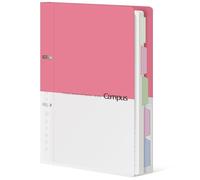 KOKUYO Campus Carnet à spirales rechargeable à 5 sujets 110 feuilles A4 avec onglets intercalaires pour le travail et l'école Rose clair Importé du Japon
