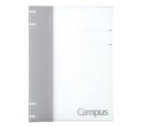 KOKUYO Campus RU-NP704M Cahier rechargeable à anneaux fins avec page de titre personnalisable, capacité de 40 feuilles, convient pour feuilles volantes 26 trous, gris